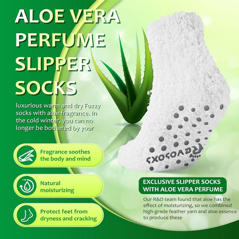 Revosoxs Fuzzy Grip Socks for Women Men,Thick Warm Slipper Cozy Fluffy Non Slip Ankle Hospital socks With Grips. - Image 5